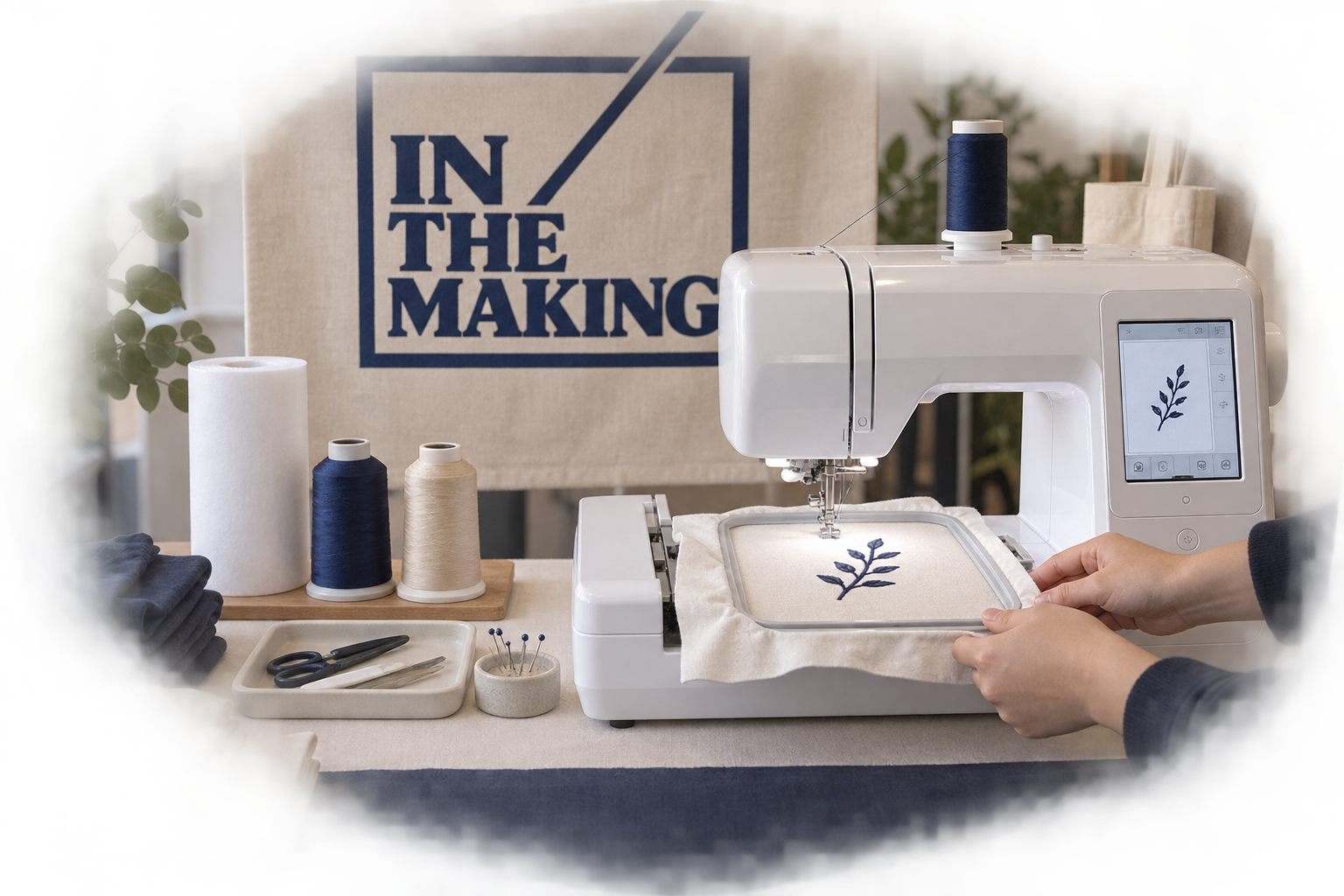 Live on-site embroidery setup at IN THE MAKING in Vancouver